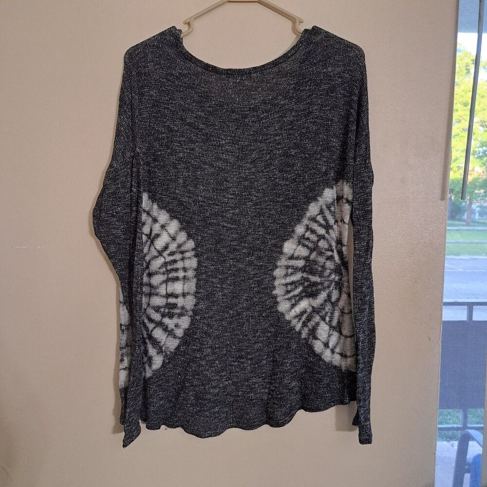 T Party Tie Dye Long Sleeve Sweater Shirt Womens Black size: Large - Picture 5 of 7